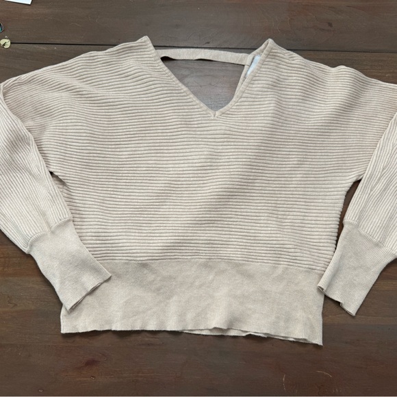 Pink Rose Cream V-Neck Sweater - Picture 1 of 3